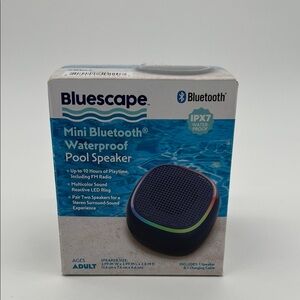 Bluescape Mini Portable Waterproof Bluetooth Pool Speaker IPX7 LED Lights- Black